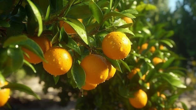 Naranjas en un árbol con hojas verdes