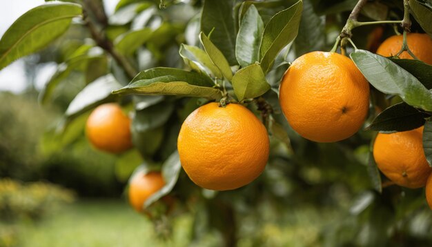 Naranjas colgando de un árbol