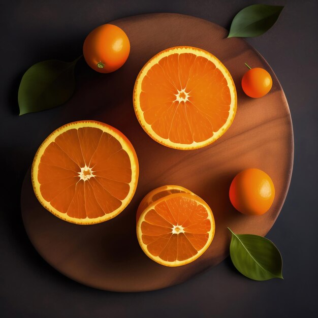 naranjas cortadas por la mitad en un plato árbol fruta hd