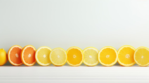 naranjas frescas de cítricos con naranja de lima y lima sobre fondo de madera blanca con espacio de copia