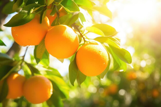 Naranjas maduras disfrutando de la luz del sol