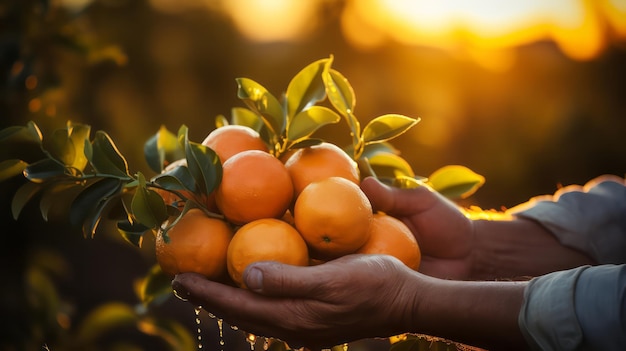Foto naranjas en las manos