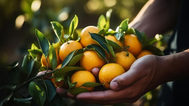 Foto naranjas en las manos