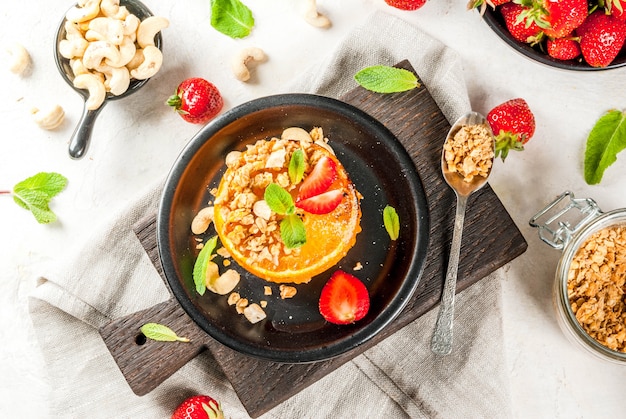 Naranjas a la plancha con granola