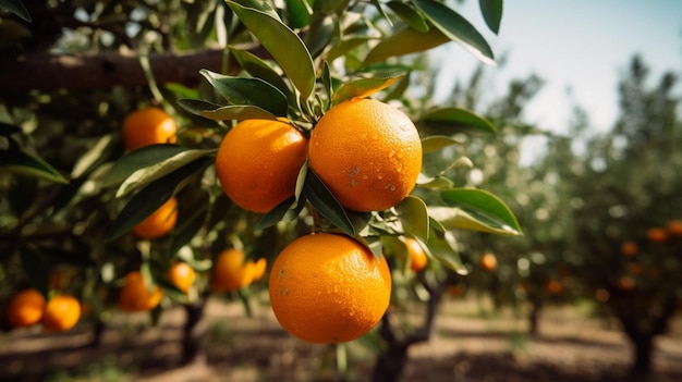 Naranjas de Valencia en el árbol