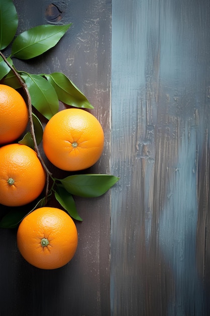 Naranjas vibrantes sobre superficie de madera envejecida