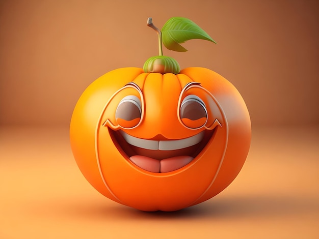 Naranjilla feliz con cara sonriente Ilustración 3D Representación 3D generada ai