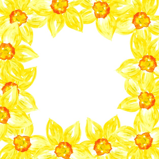 Narciso amarillo acuarela dibujada a mano sobre fondo blanco Álbum de invitación de boda de tarjeta postal de Scrapbook