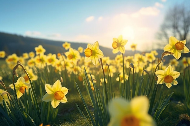 Narcisos em um campo de narcisos.