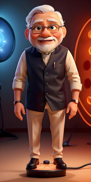 Narendra Modi 3D-Cartoon-Charakter, der mit generativer KI erstellt wurde
