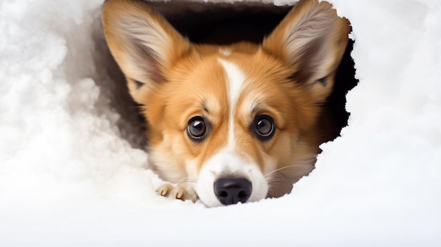 Nariz y hocico curiosos de un perro corgi rojo