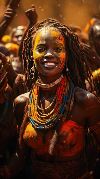 Esta narración visual retrata una vibrante fiesta tribal en África