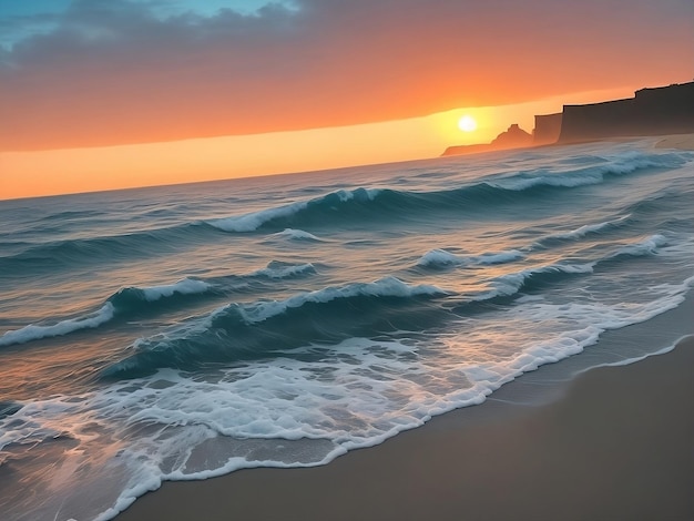 Nas costas, aproveite a serenidade do amanhecer à medida que se abre sobre o oceano.