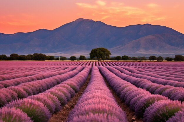 Foto nascer da lua em campo de lavanda