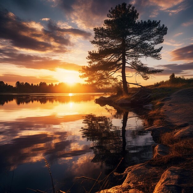 Nascer do sol da tranquilidade efêmera sobre o Lago Mirror