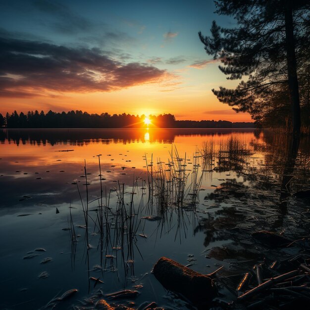 Nascer do sol da tranquilidade efêmera sobre o Lago Mirror