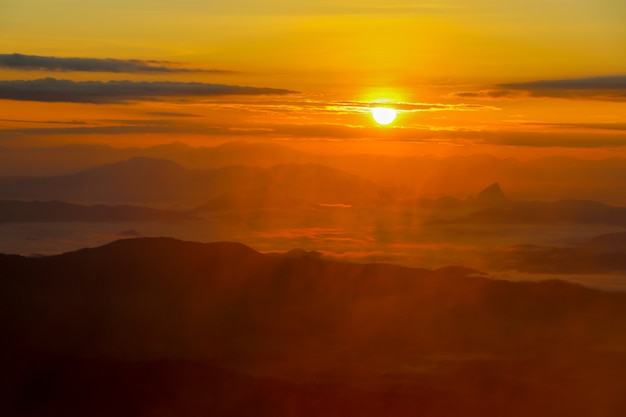 Foto nascer do sol e montanhas.