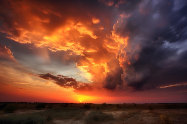 Nascer do sol incrível ou céu pôr do sol com nuvens coloridas