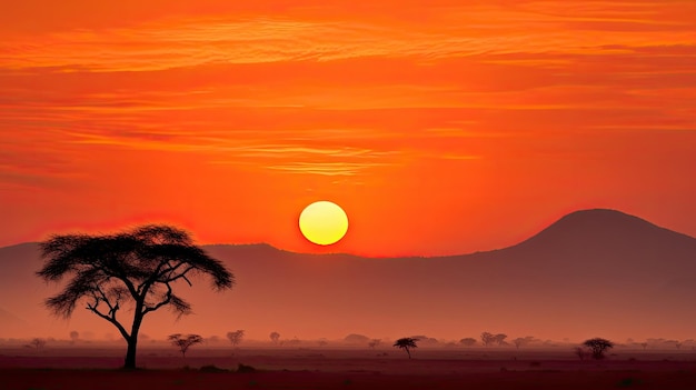 Nascer do sol no parque nacional kidepo valley de uganda