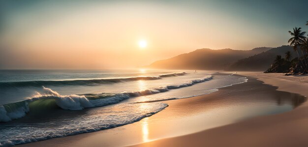 Nascer do sol sobre a praia tranquila