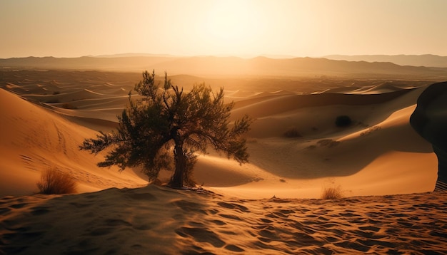 Nascer do sol sobre dunas de areia onduladas na África geradas por IA