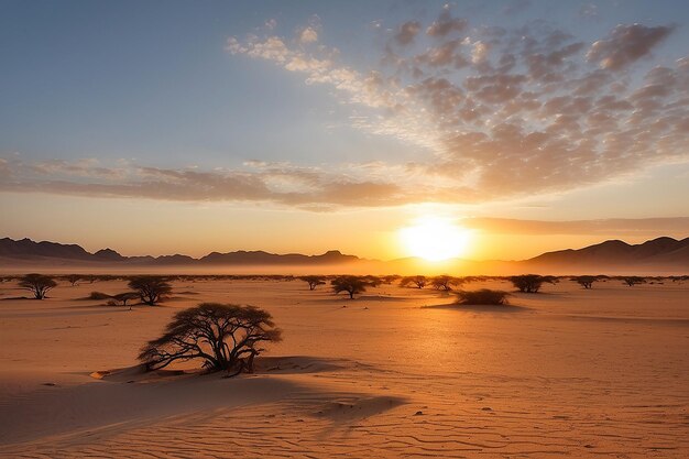 Foto nascer do sol sobre o deserto do namib no maravilhoso parque nacional namib naukluft destino de viagem na namíbia