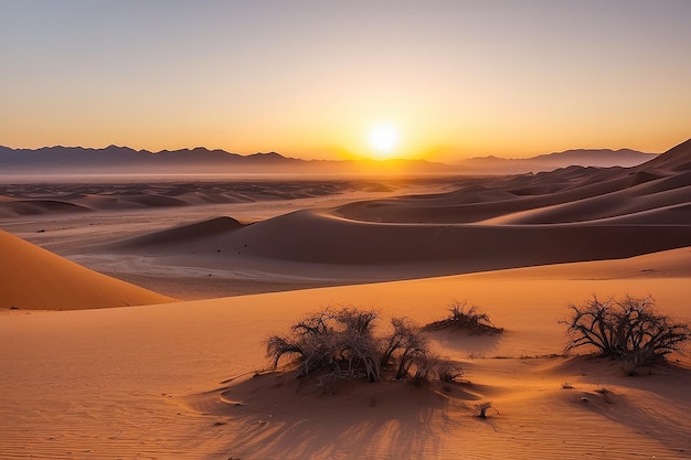 Nascer do sol sobre o deserto do Namib no maravilhoso parque nacional Namib naukluft destino de viagem na Namíbia