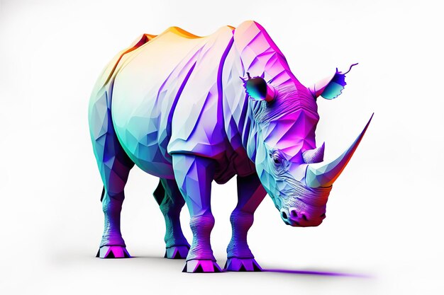 Nashorn mit Neonpastellfarbe