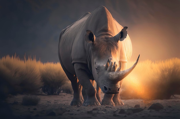 Nashorn-Nahaufnahmephotographie eines Nashorns in Afrika Tierphotographie AIGenerated