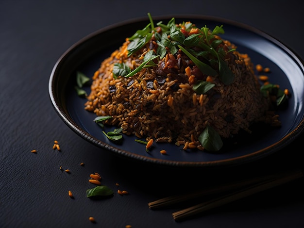 Nasi goreng, un plato de arroz frito del sudeste asiático generado por IA