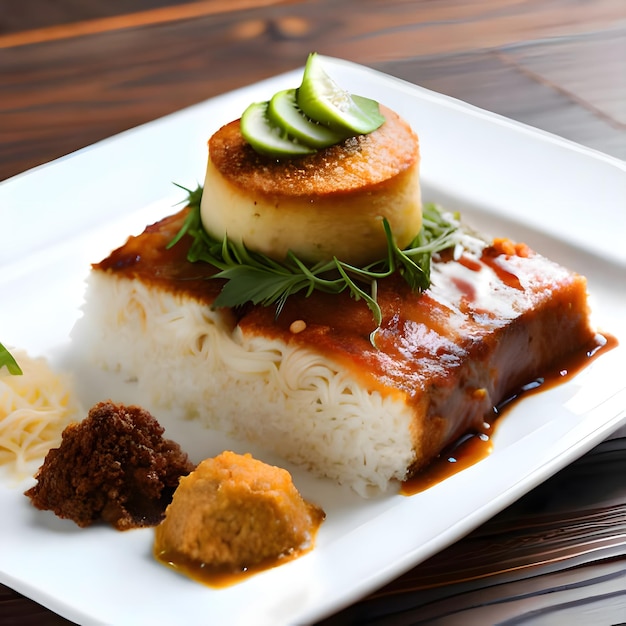 Nasi lemak arroz de leche de coco de Malasia servido con sambal frito anchoas crujientes maní tostado