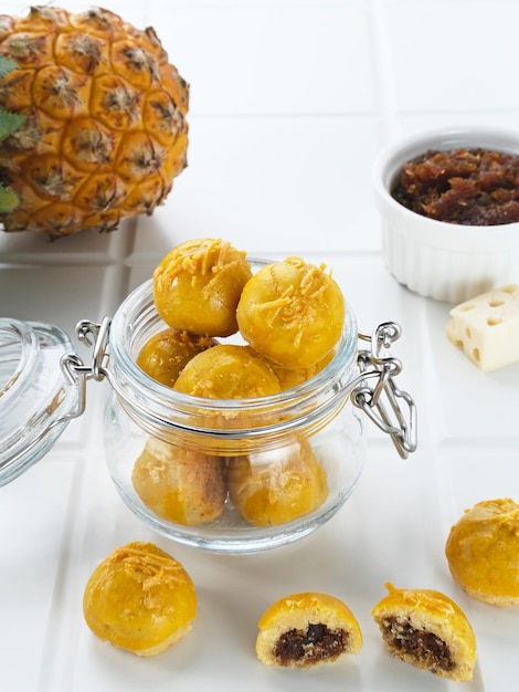 Nastar, Galletas Nastar con mermelada de piña por dentro. Familiar durante el mes de Ramadán y Eid Fitri