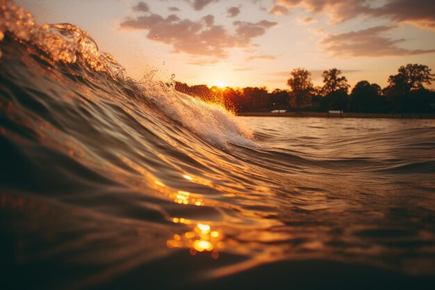 Foto natación y deportes acuáticos al atardecer