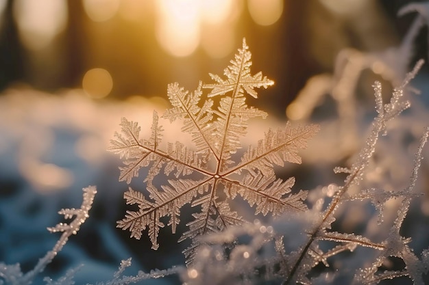 Natal, ano novo, floco de neve, fundo de floresta nevada, conceito de férias em família