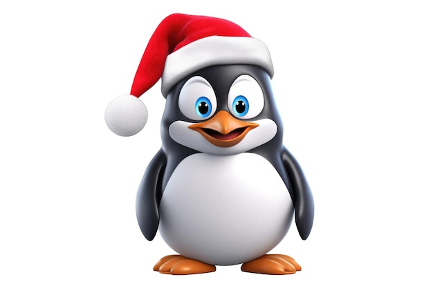 Natal Cute Little Penguin em um fundo branco IA gerativa