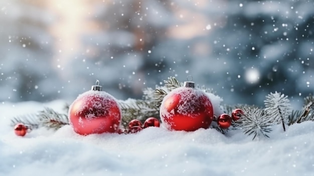 Natal e Ano Novo feriados conceito bolas vermelhas