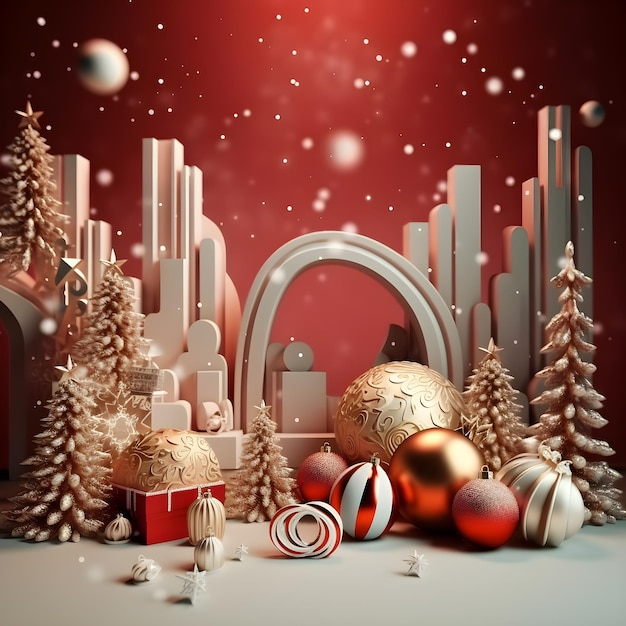 Natal e ano novo fundo 3d renderização ilustração 3d