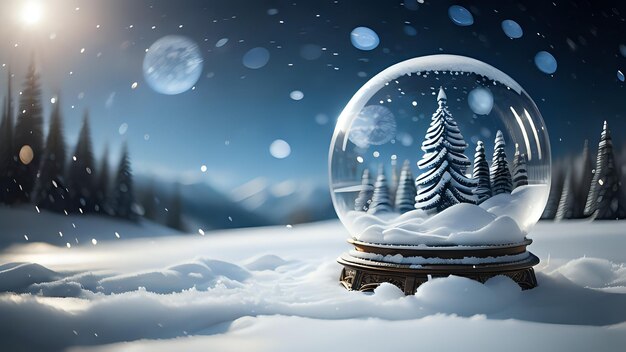 Natal em uma bola de neve Globo de neve fotorrealista Ilustração 3D Ilustração Copy Space