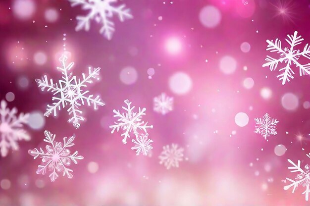 Natal fundo desfocado complexo desfocado flocos de neve caindo em cores cor-de-rosa efeito bokeh