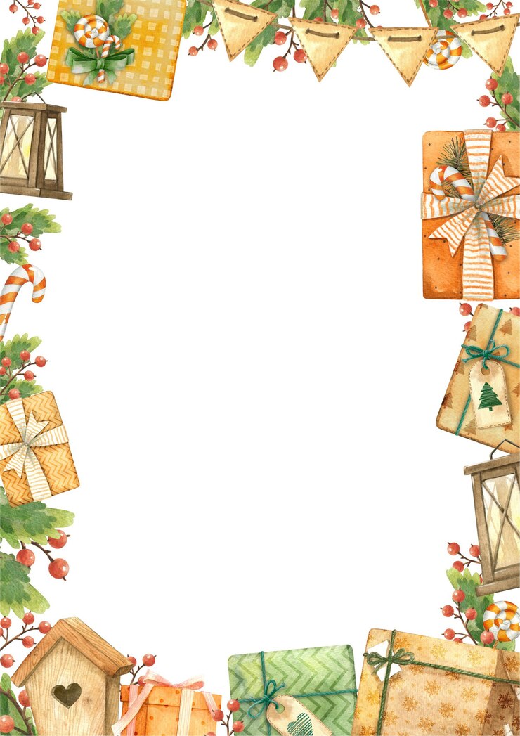 Natal gits brunch aquarela ilustração isolado modelo em branco
