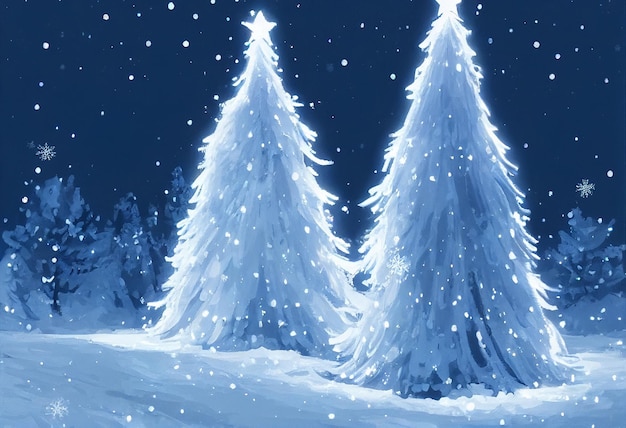 Natal linda árvore de Natal de inverno com luzes