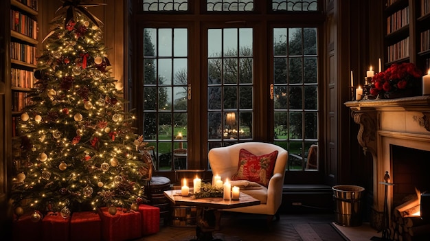 Natal na mansão decoração de campo inglesa e decoração de interiores