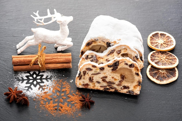 Natal Stollen e especiarias fundo de Natal