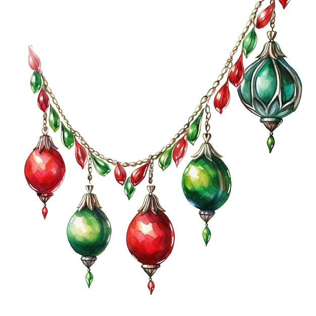 Foto natal string lights aquarela clipart