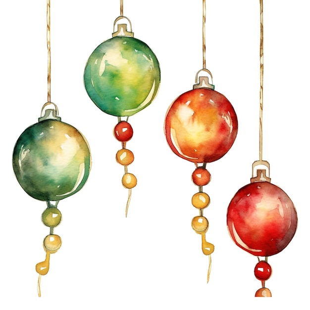 Foto natal string lights aquarela clipart