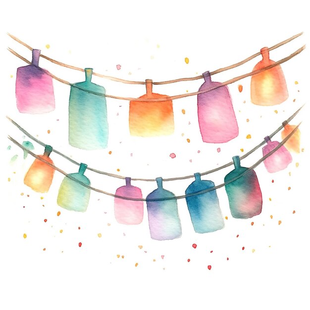 Foto natal string lights aquarela clipart