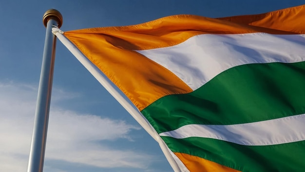 Nationale Flagge Indiens auf orangefarbenem Hintergrund