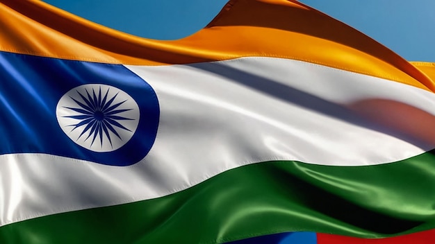 Nationale Flagge Indiens auf orangefarbenem Hintergrund