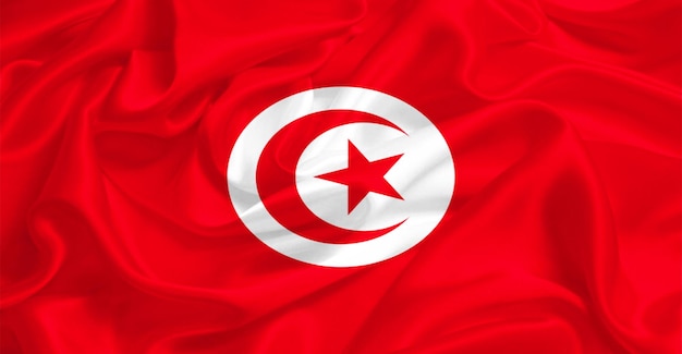 Nationale Flagge von Tunesien Fliegende Wirkung