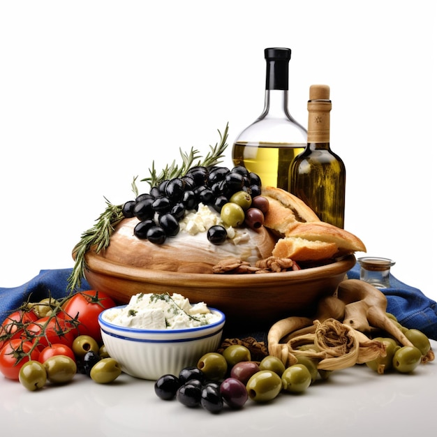 Nationales Essen Griechenlands mit weißem Hintergrund hoch